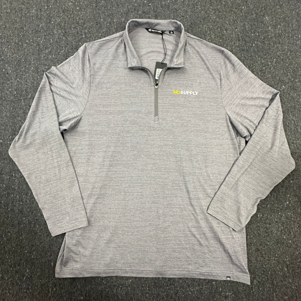 Travis Mathew Crestview 1/4 Zip Men XXL Grey Heather Performance HD Supply Logo - Picture 2 of 10
